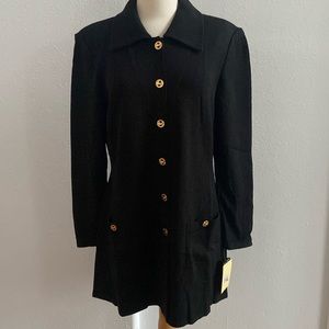 Toula Gold Logo Buttons Knit Ponte‎ Shirtdress Size 6 NEW